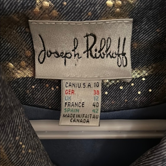 Joseph Ribkoff Gold & Blue Made in Canada zip front statement Jacket, size 10 - Picture 5 of 11
